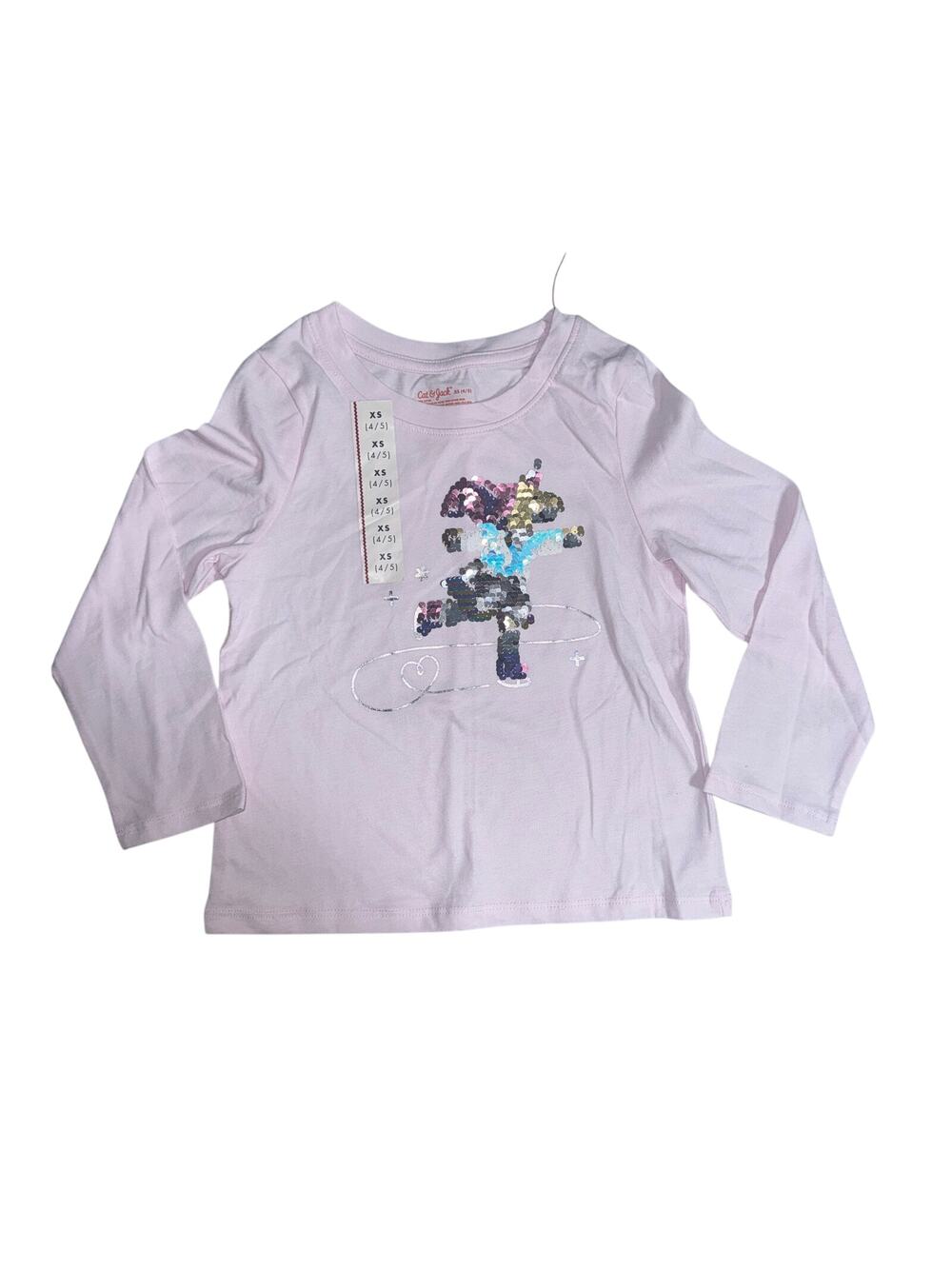 Cat & Jack Girls XS (4/5) Top Flip Sequins Unicorn Casual Basic Everyday